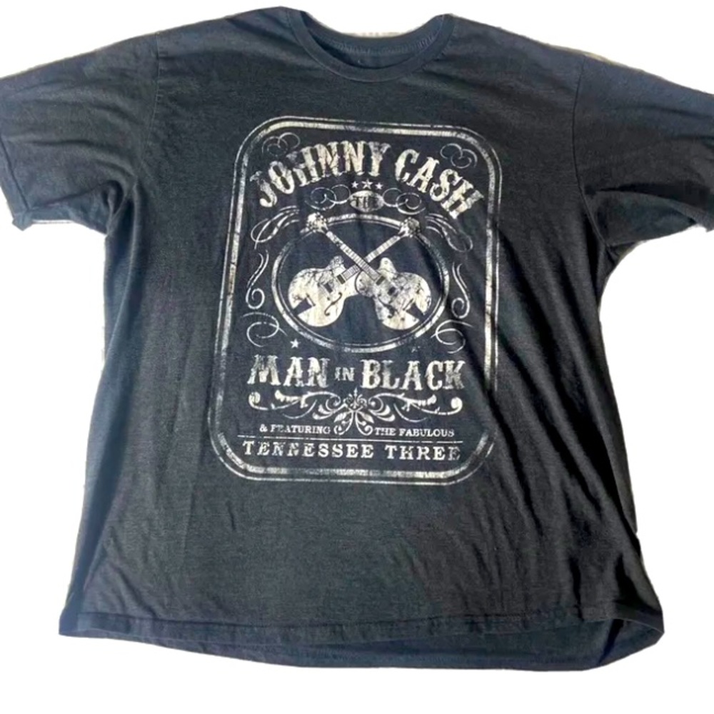 Official JOHNNY CASH Tennessee three grunge graphic tee sz XXL 2XL.